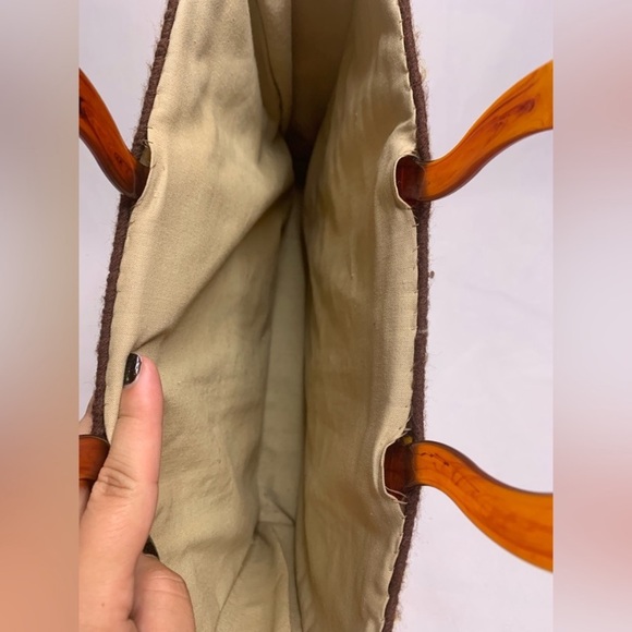 Handmade needlepoint handbag retro brown vintage purse fall colors grandmacore - Picture 6 of 11